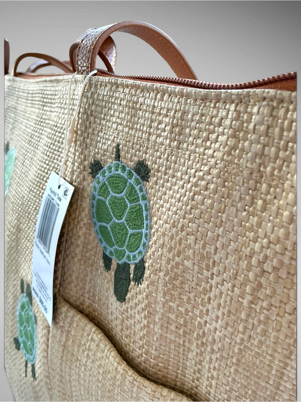 Vera Bradley Fairhill Tote Turtles Woven Faux Straw Beach Bag NWT - Picture 5 of 12